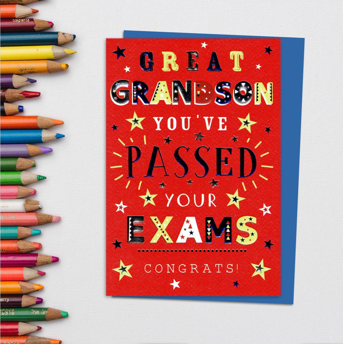 Great Grandson You've Passed Your Exams Card Front Image