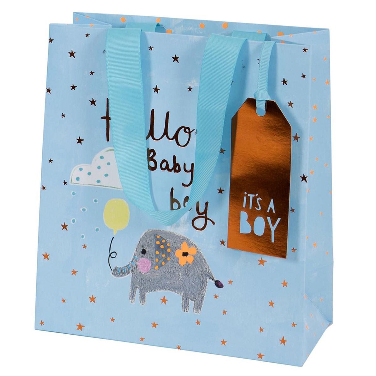 Baby Boy Gift Bag Complete With Blue Ribbon Handles