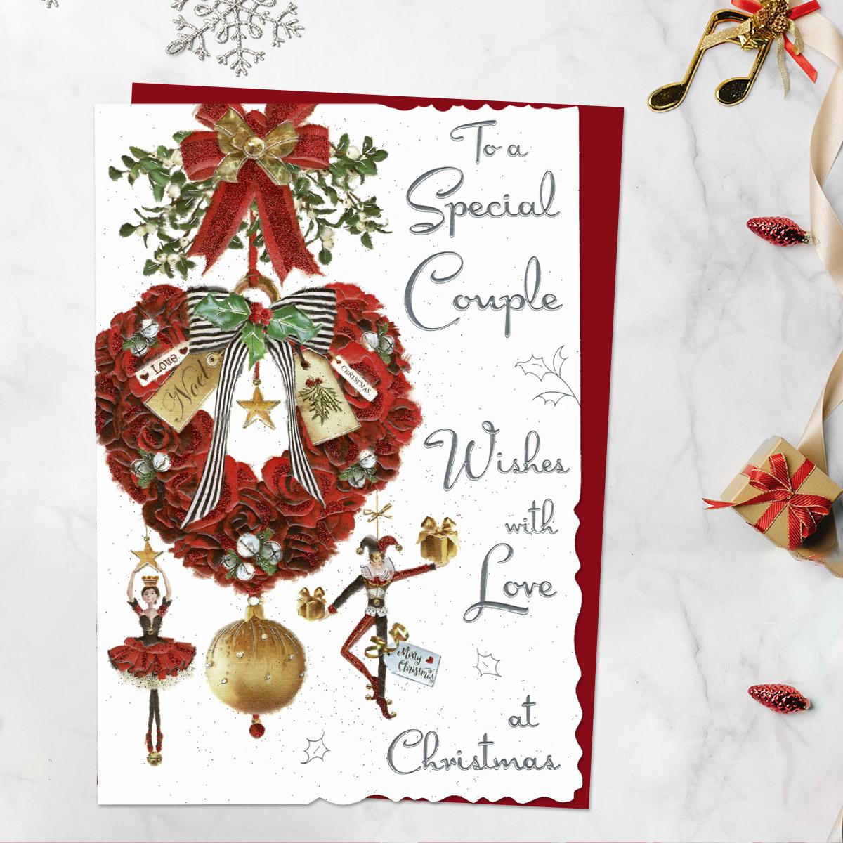 Special Couple Christmas Heart Of Roses Card Front Image