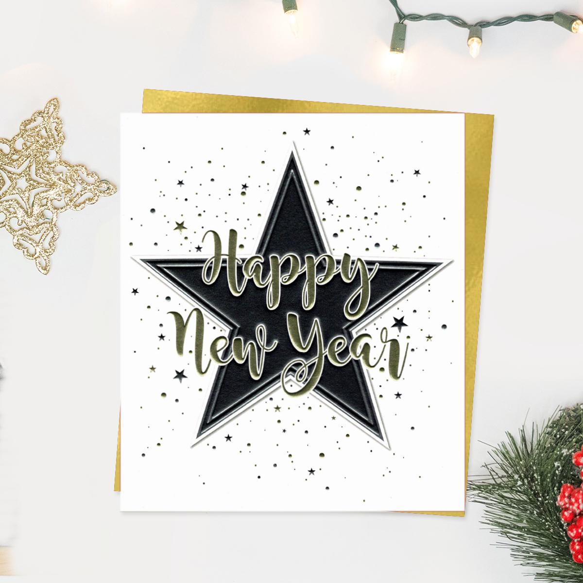 Happy New Year Starburst Card Front Image
