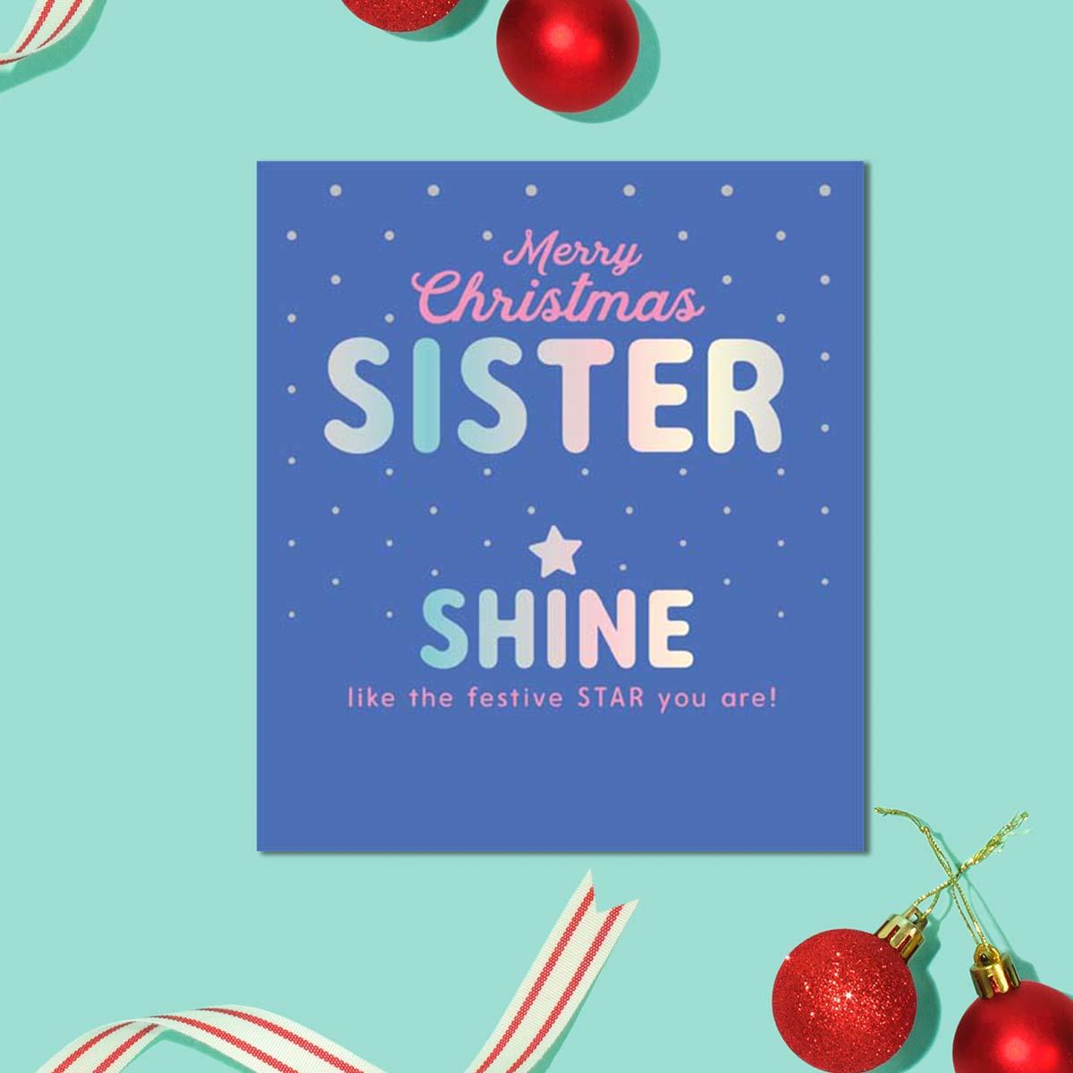 Sister Christmas Shine Like A Star Card Front Image