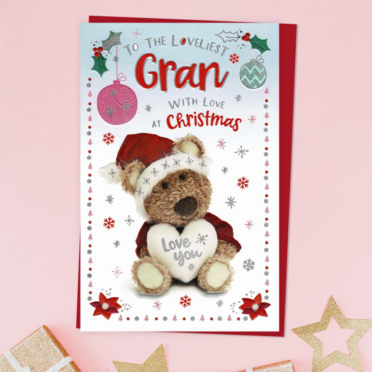 Loveliest Gran Barley Bear Xmas Card Front Image