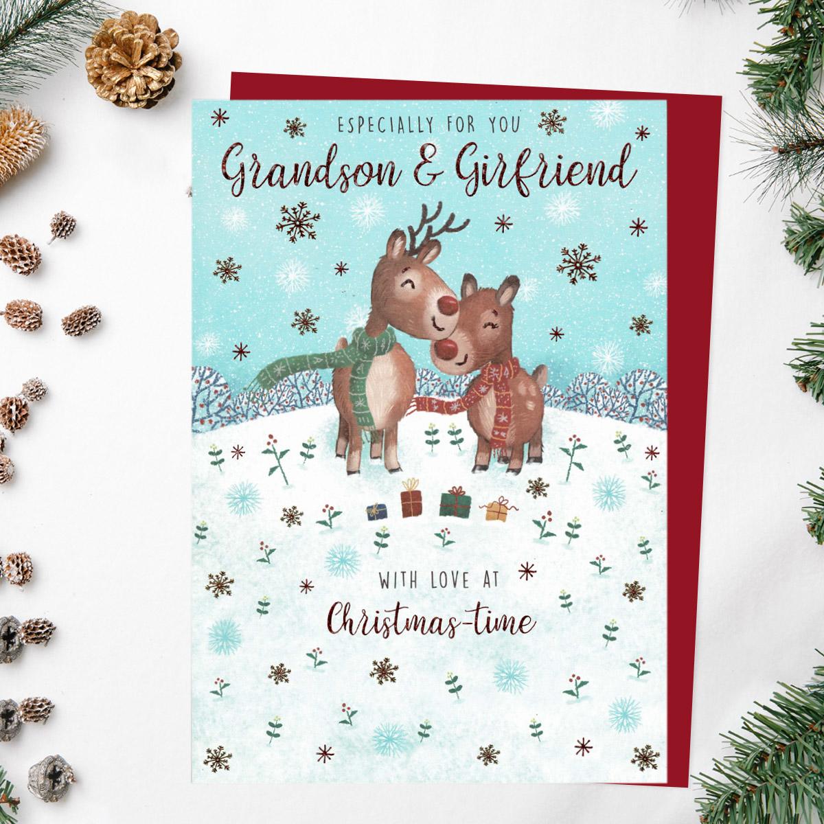 Grandson & Girlfriend Christmas Card Front Image
