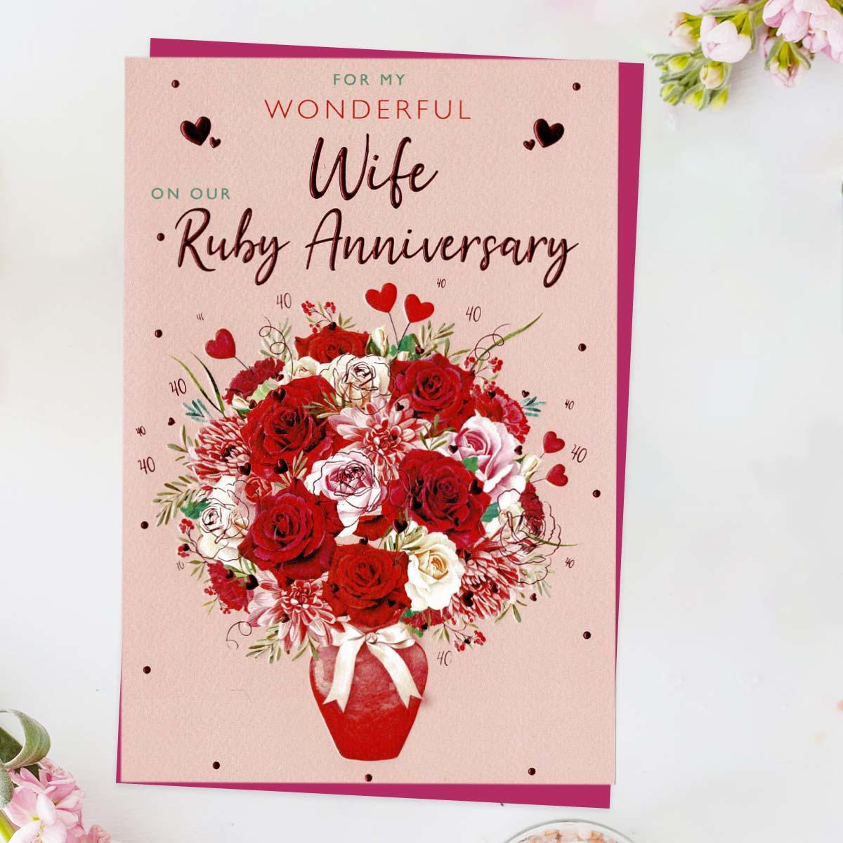 Wife Ruby Anniversary Card Front Image