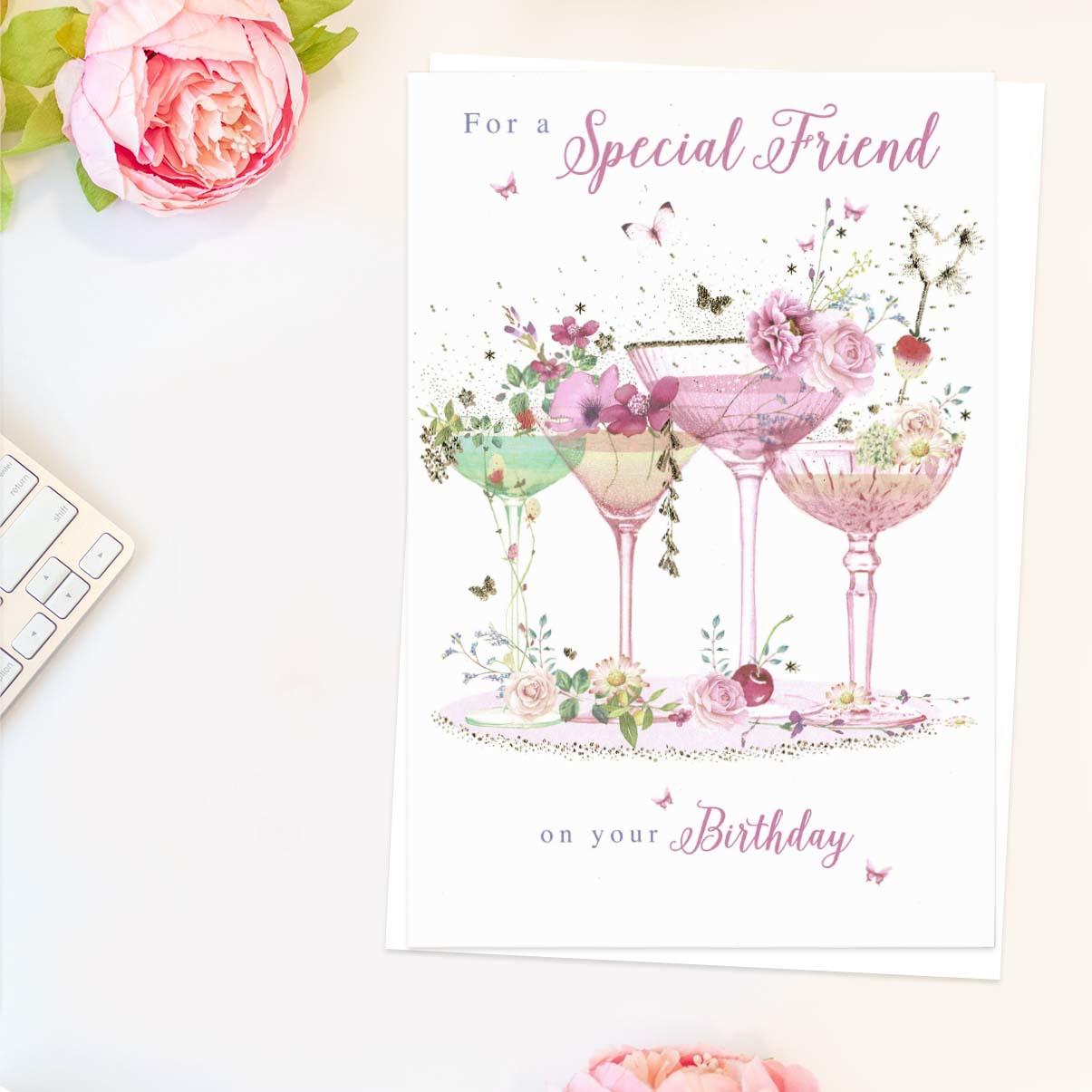 Special Friend Birthday Cocktails Card Front Image