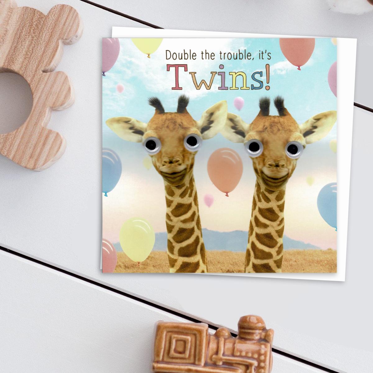 Double The Trouble It's Twins Card Front Image