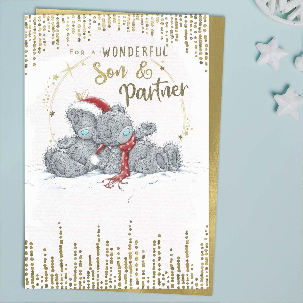 Wonderful Son And Partner Tatty Teddy Christmas Card Front Image