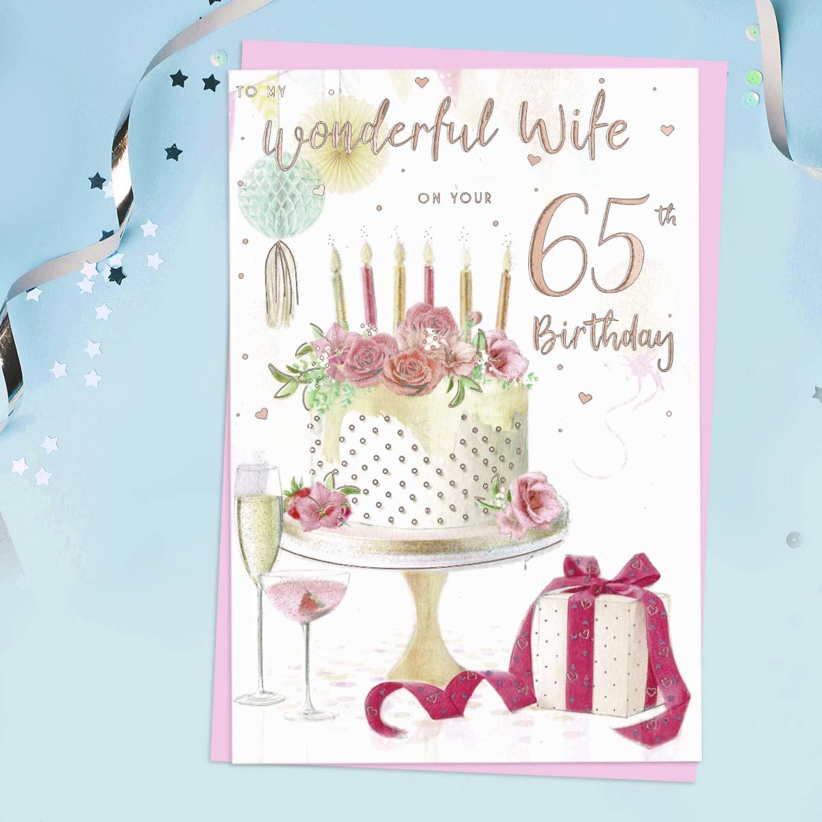 Wonderful Wife 65th Birthday Card Front Image