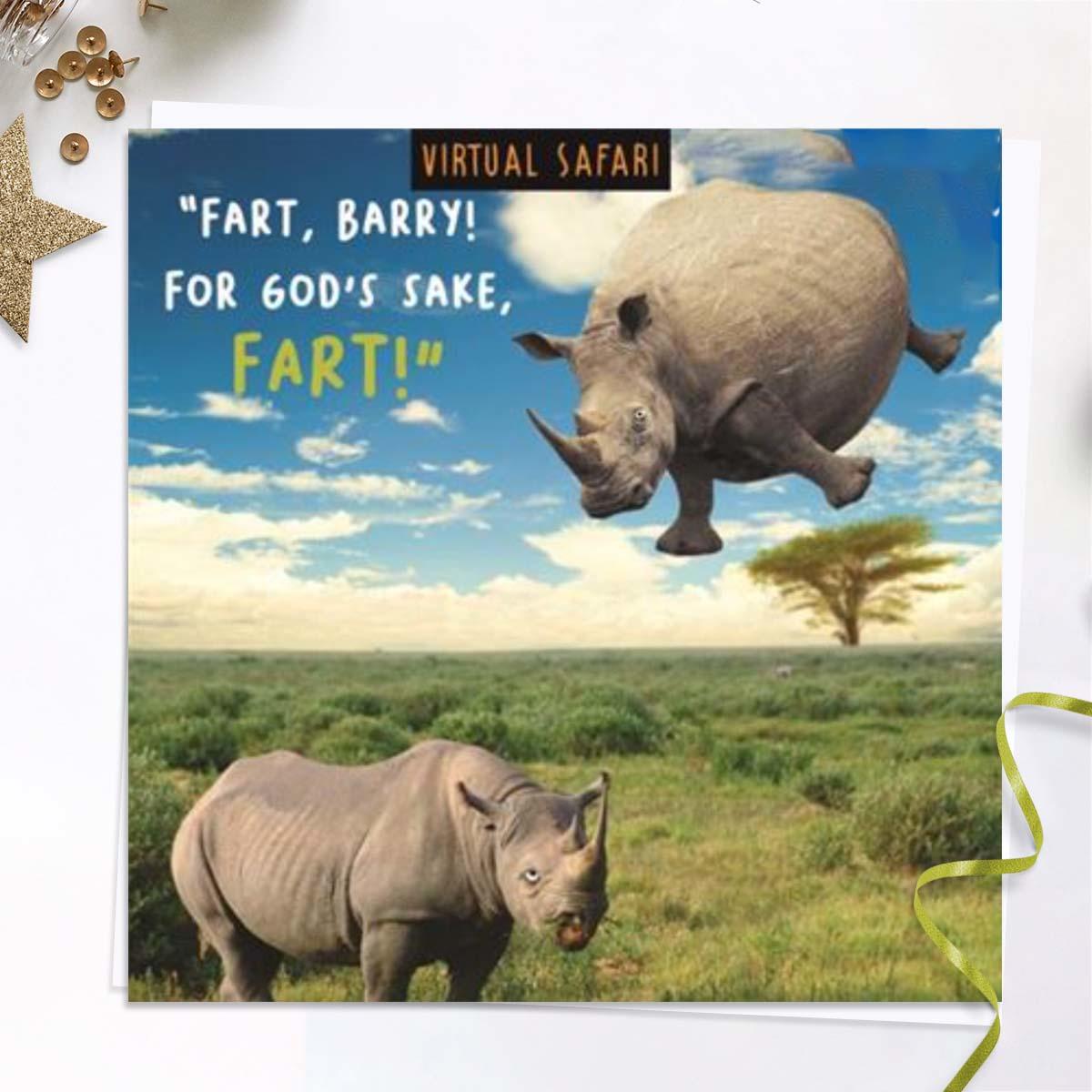 Rhino Themed Funny Birthday Card Front Image