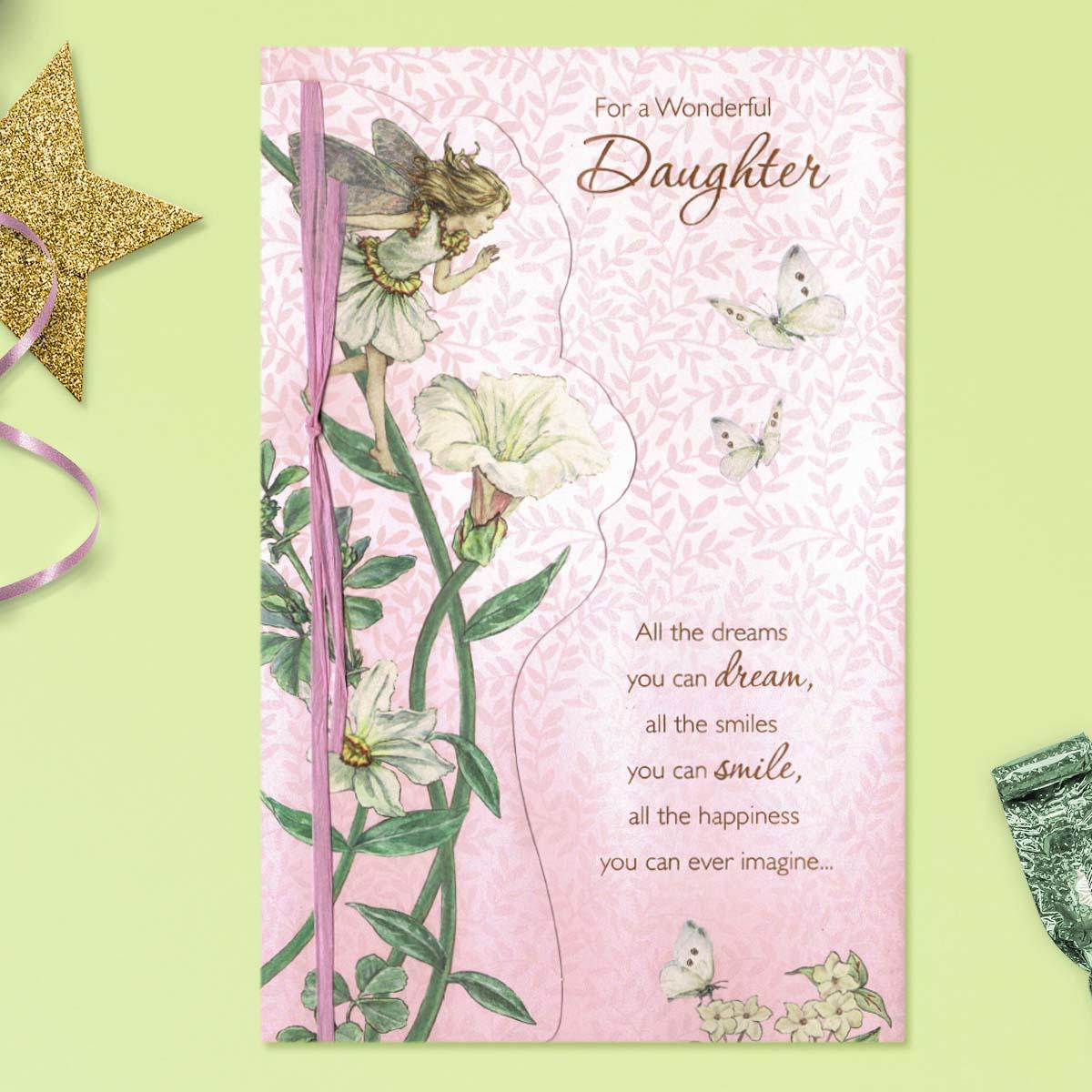 Wonderful Daughter Flower Fairies Birthday Card Front Image
