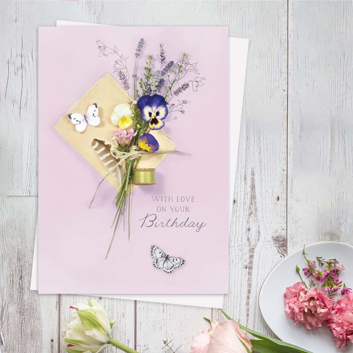Into The Meadow - Wild Flower Posy Birthday Card Front Image