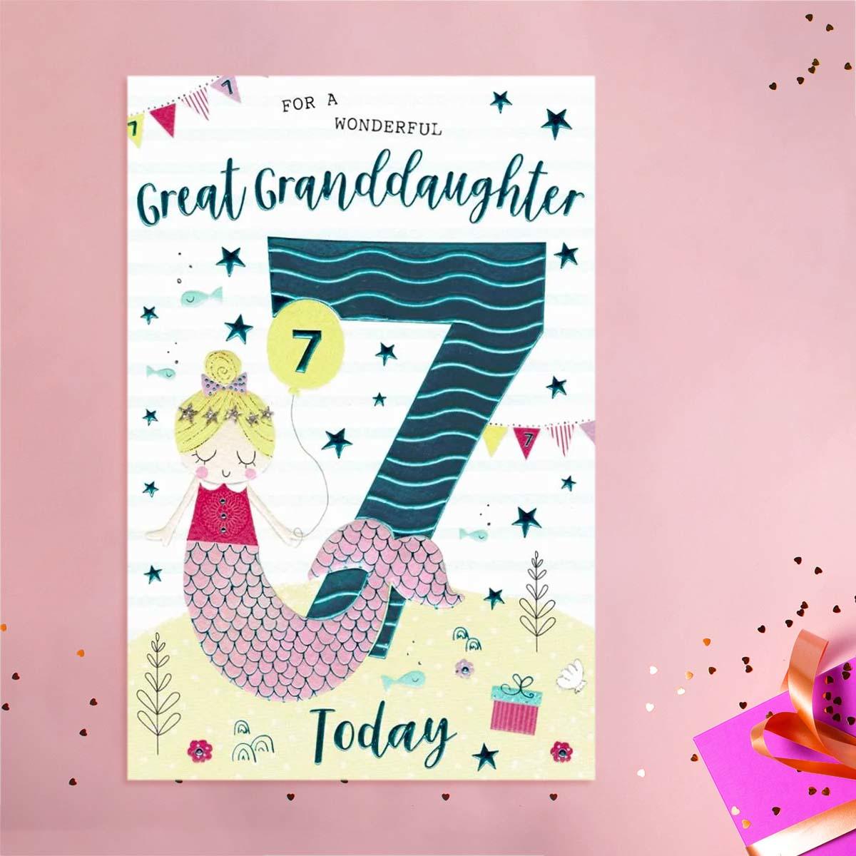 Great Granddaughter Age 7 Birthday Card Front Image