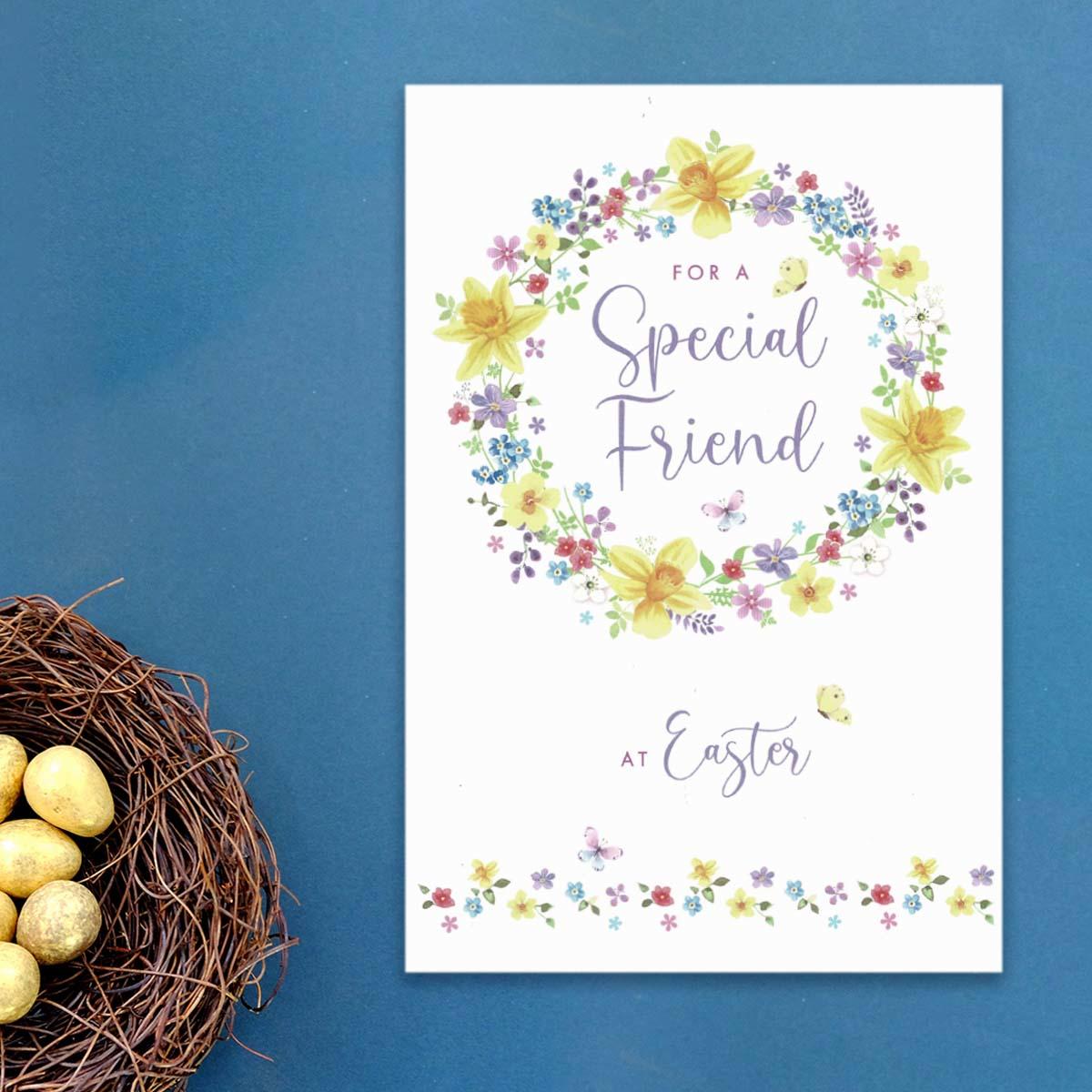 Special Friend Easter Garland Card Front Image