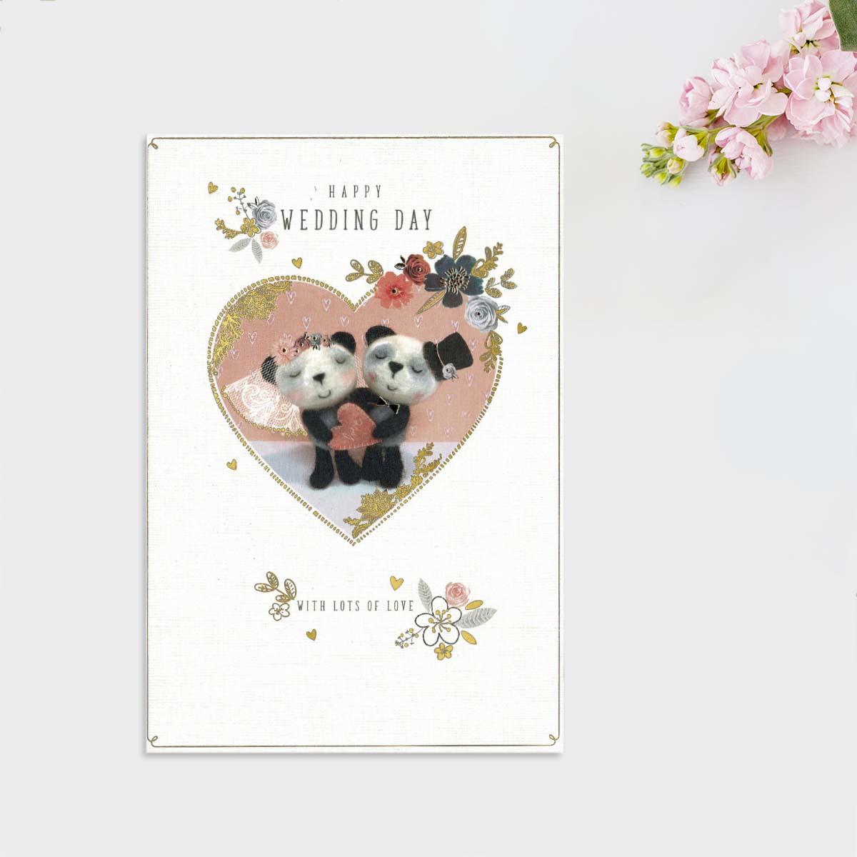Happy Wedding Day Pandas Card Front IImage