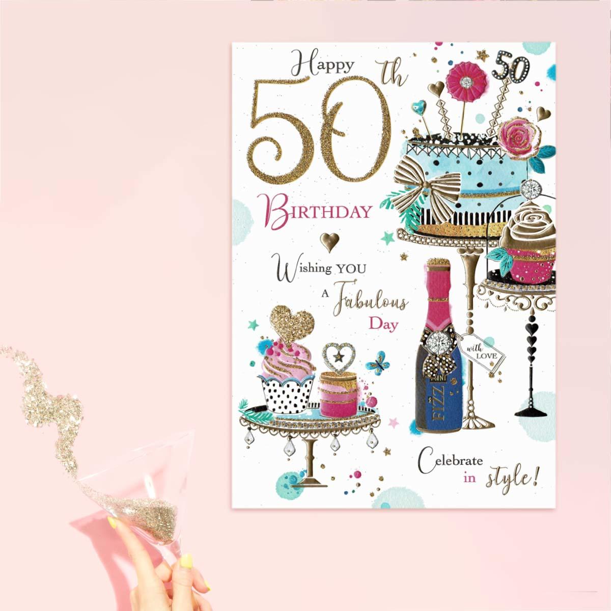 Happy 50th Birthday Fizz Card front Image