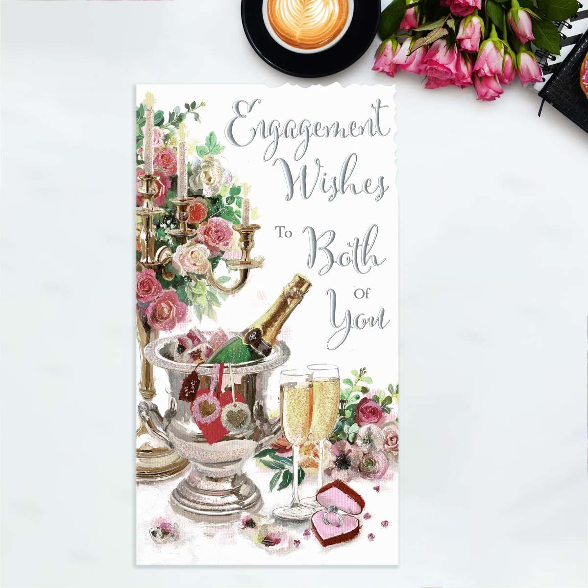 Engagement Wishes Champagne On Ice Card Front Image