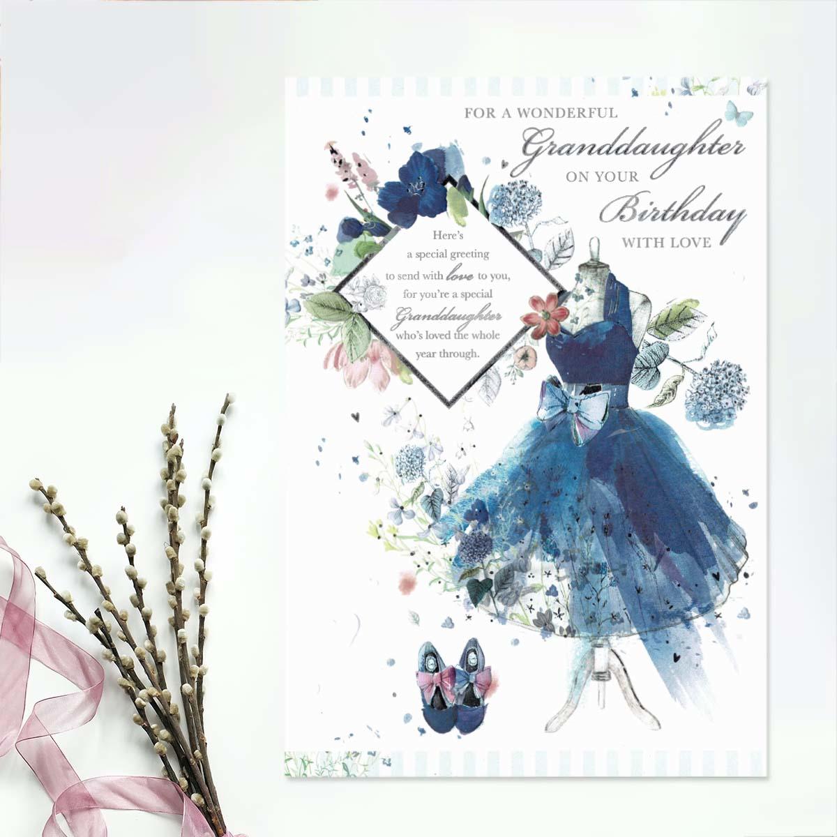 Wonderful Granddaughter Birthday Dress Card Front Image