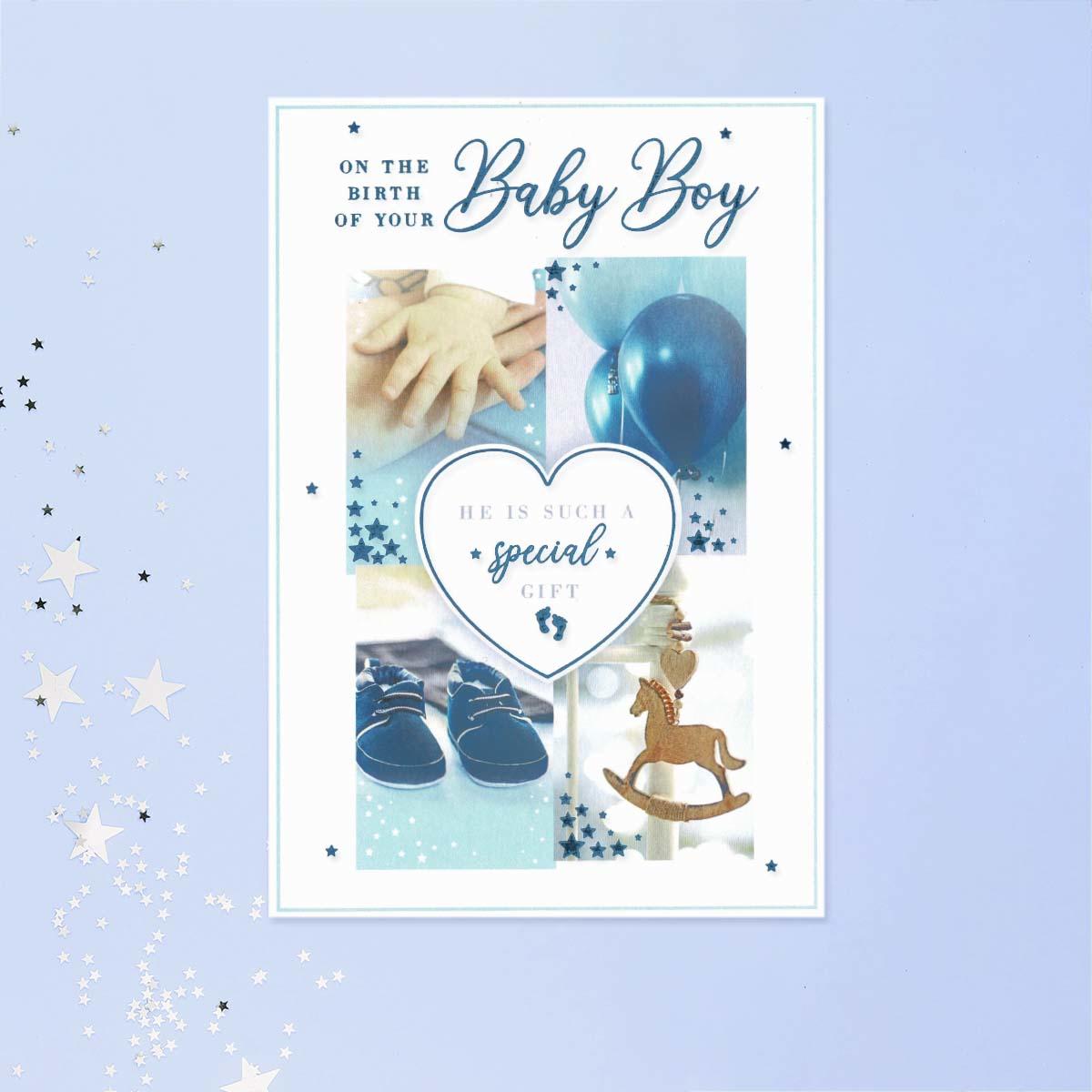 On The Birth Of Your Baby Boy Card Front Image