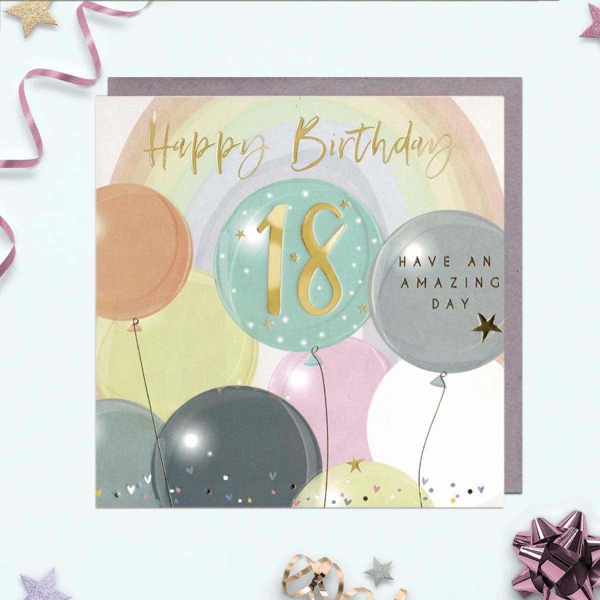 Elle - Happy Birthday 18 Balloons Card Front Image