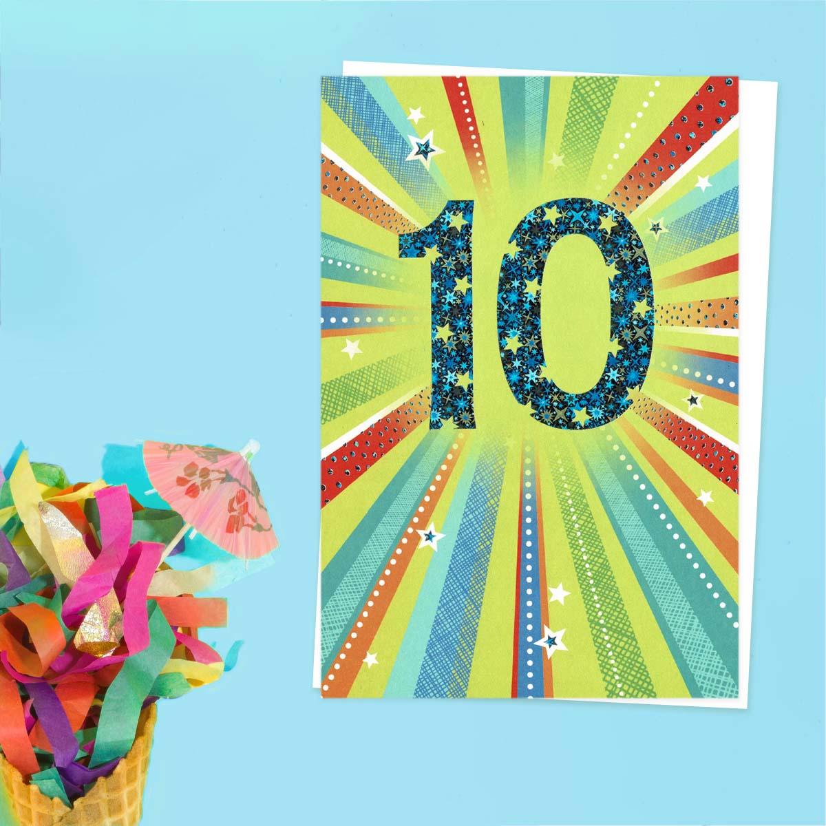Ten Today Multicolour Rays Card Front Image