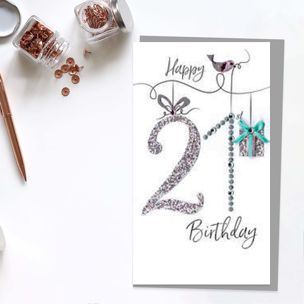 Champagne - Happy 21st Birthday Card Front Image