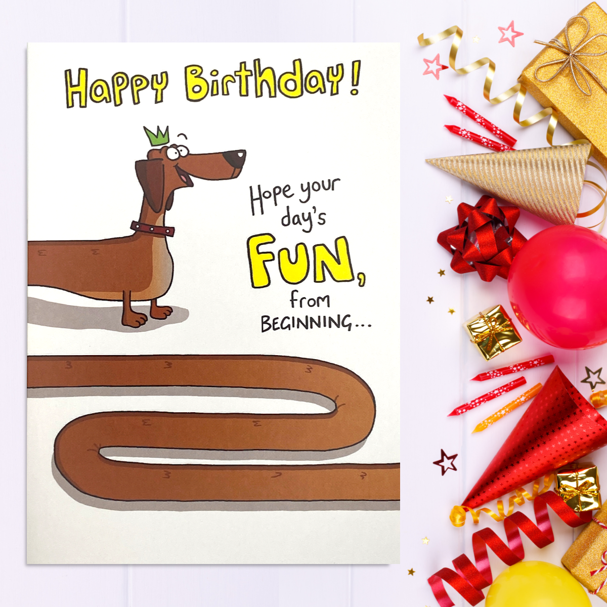 Giggles - Sausage Dog Birthday Card