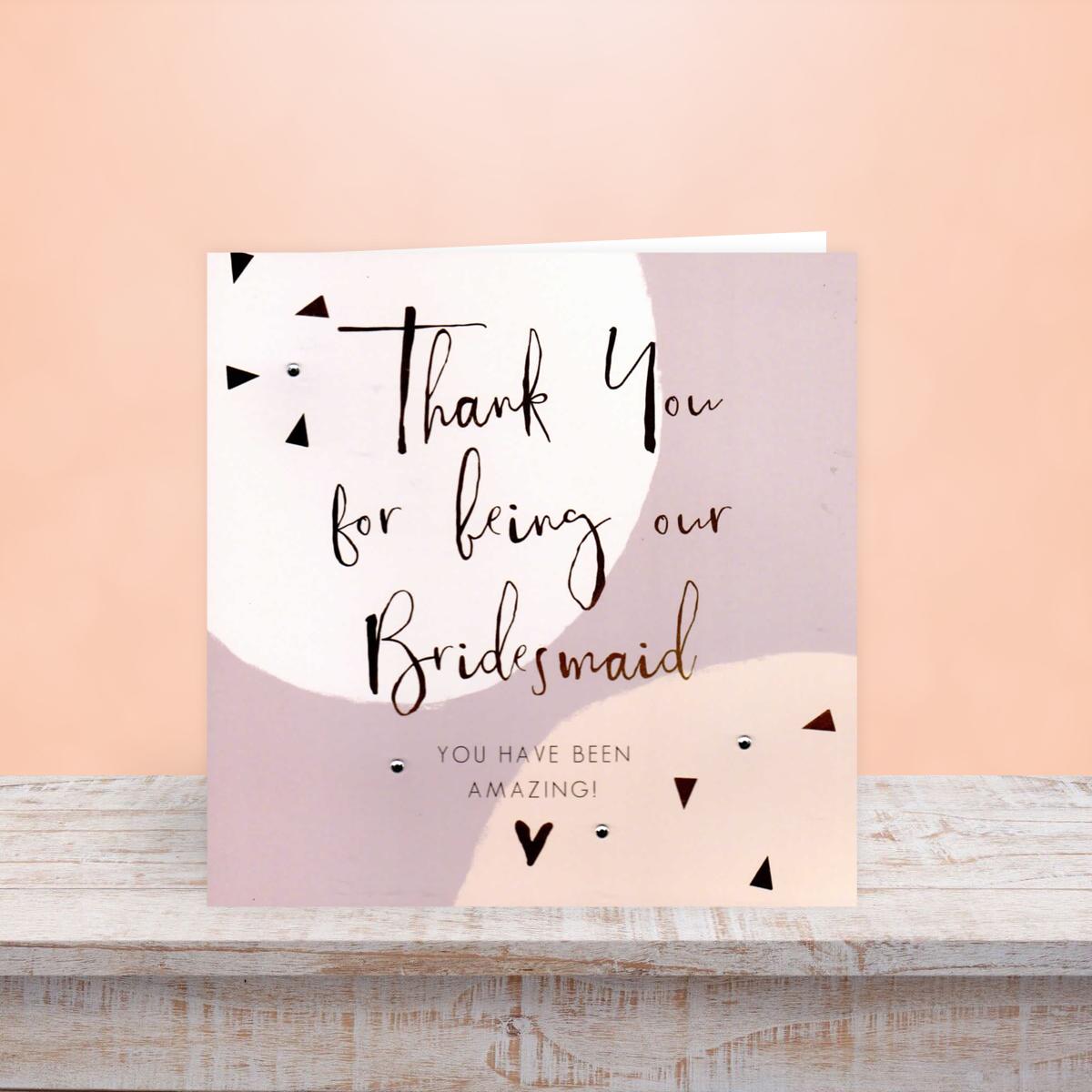 Bridesmaid Wedding Day Greeting Card On The Shelf