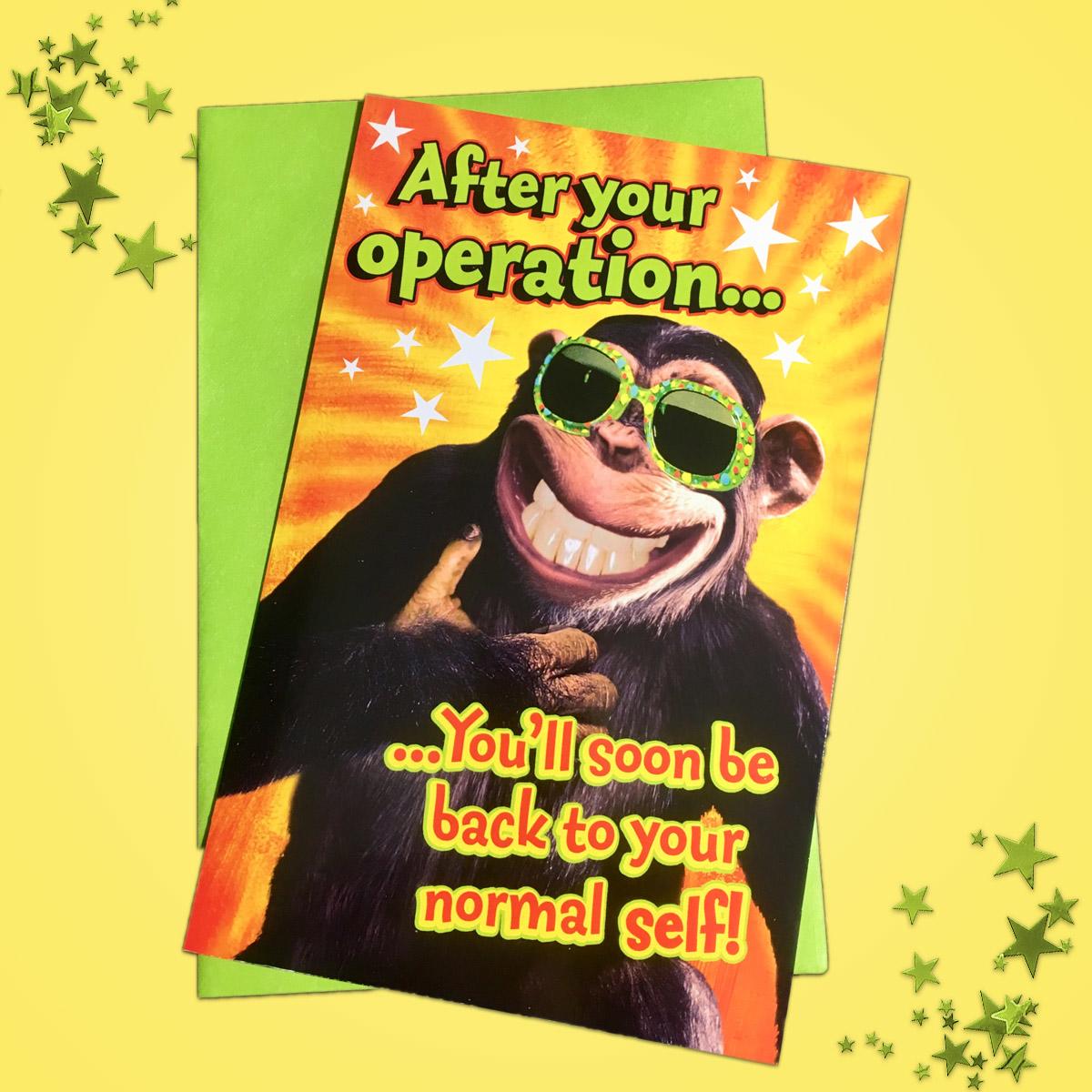 Get Well After Your Operation Card Alongside Its Green Envelope