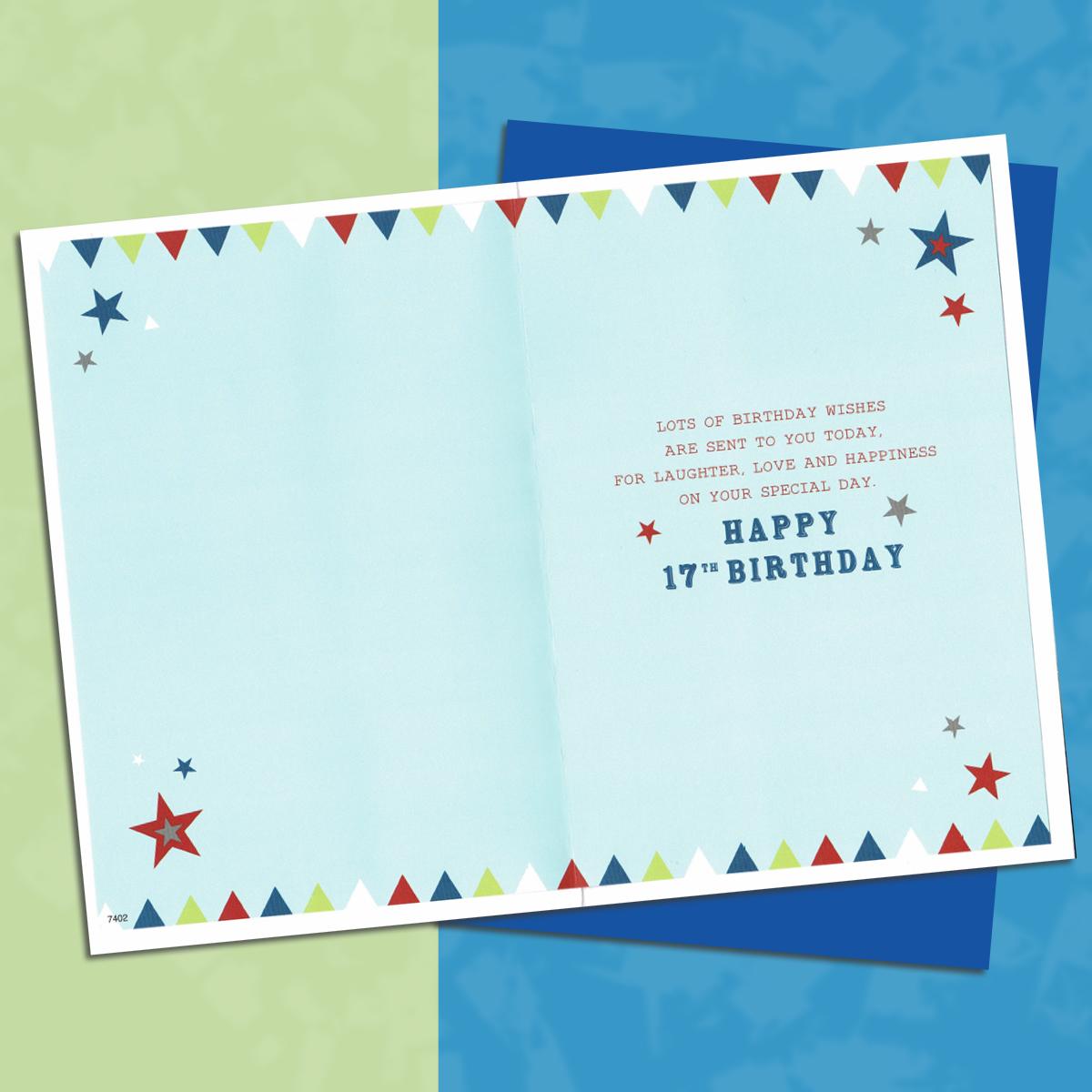 Inside Image Of Son Age 17 Birthday Card Showing Layout And Printed Text