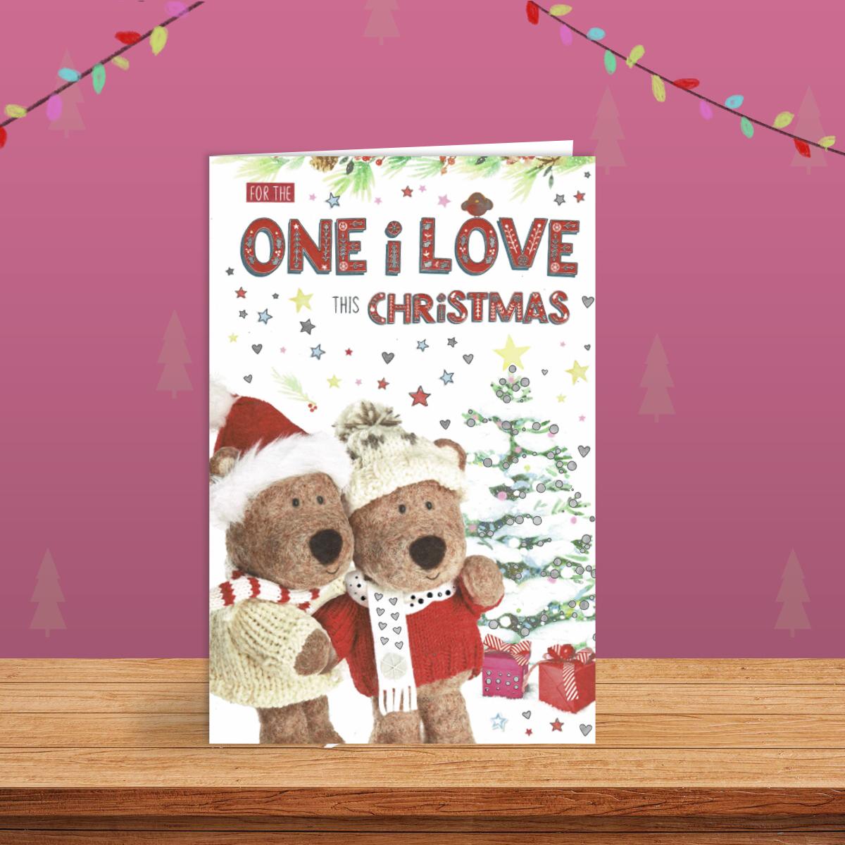 One I Love Barley Bear Christmas Card Alongside Its Red Envelope