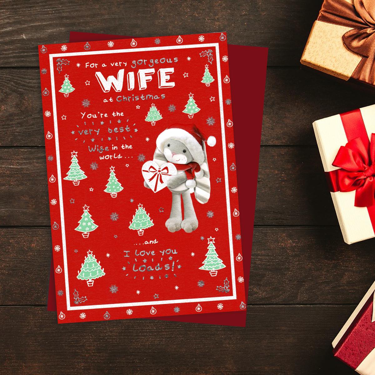 Wife Christmas Card Alongside Its Red Envelope