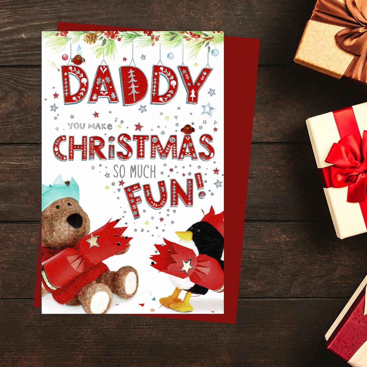 Daddy Christmas Card Alongside Its Red Envelope