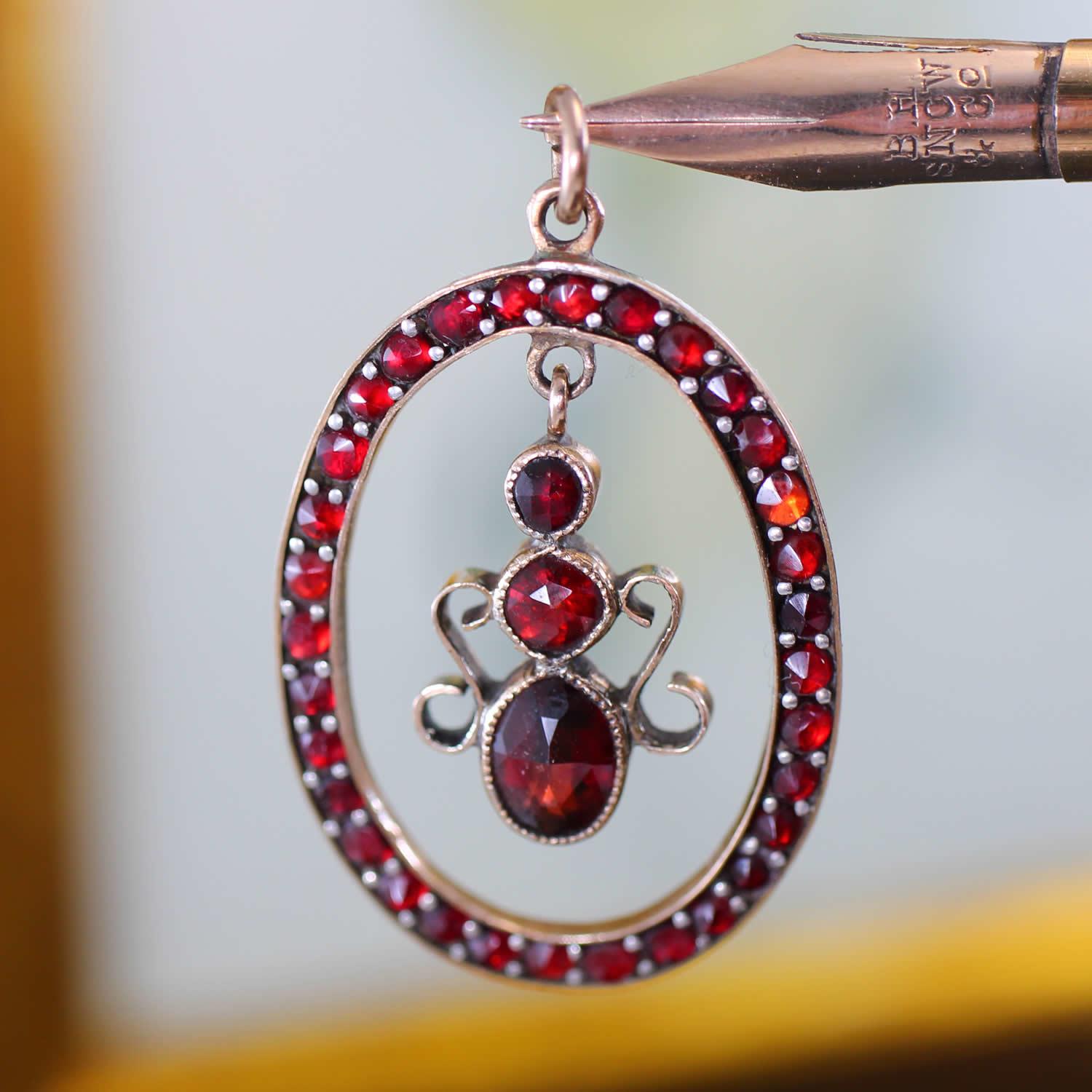 Vintage Antique Gilt Bohemian Garnet Pendant