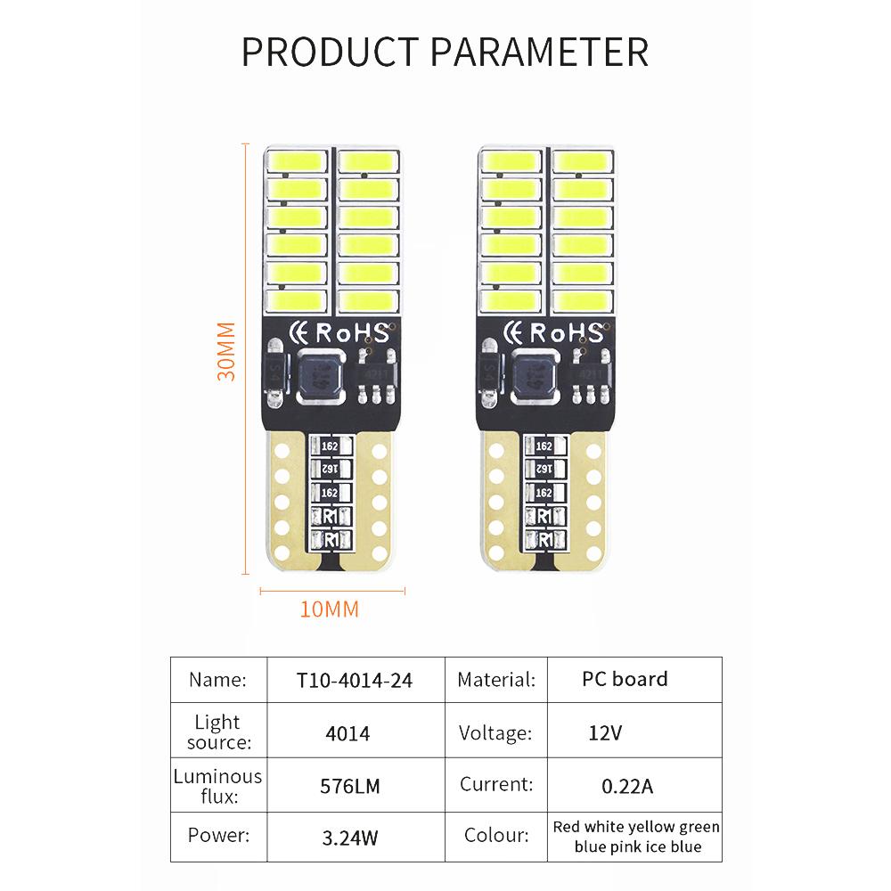 Ampoules LED T10 W5W 1LED SMD5050 - Blanc 12V - Lot De 2 - Pour Plafonniers, Veilleuses Auto