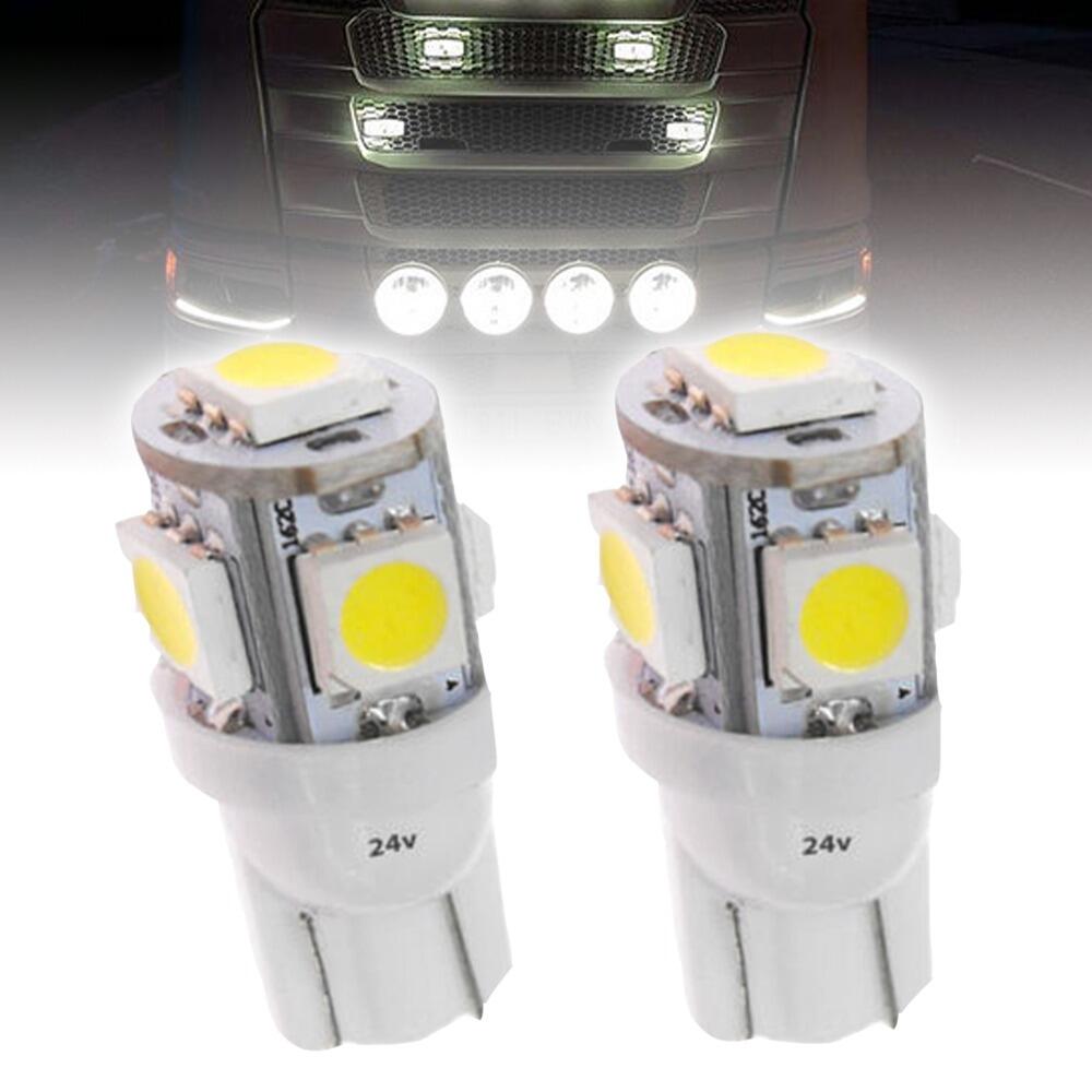 2x T10 24 Volt LED 501 T10 W5W White HGV Truck Lorry Sidelight