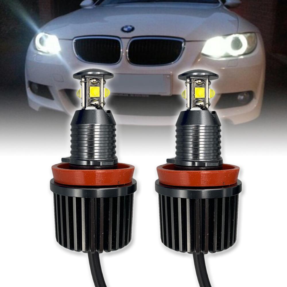 For BMW H8 HB3 1 3 5 6 7 X1 X5 Z4 Series 40w LED Angel Eye Light Bulb White  Canbus Error Free