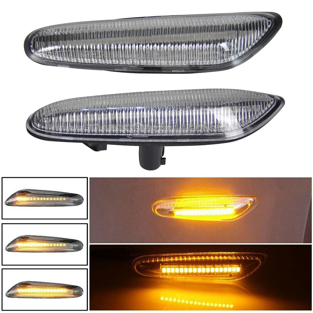 For BMW 1 3 5 Series X1 X3 LED Dynamic Sweep Side Repeaters Flashers Clear Chrome  Indicators