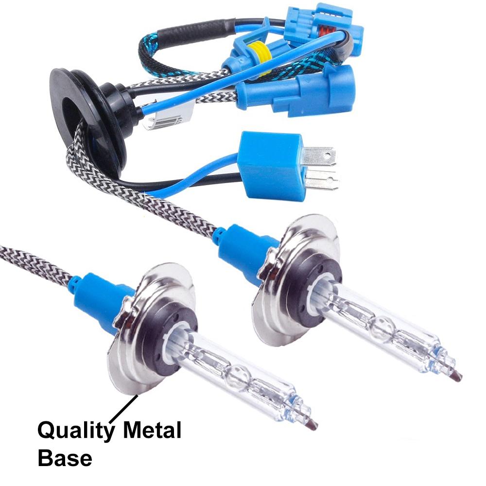 H7 55W AC HID Xenon Conversion Slim Kit 6000K Quality Metal Bulbs Braided  Wires