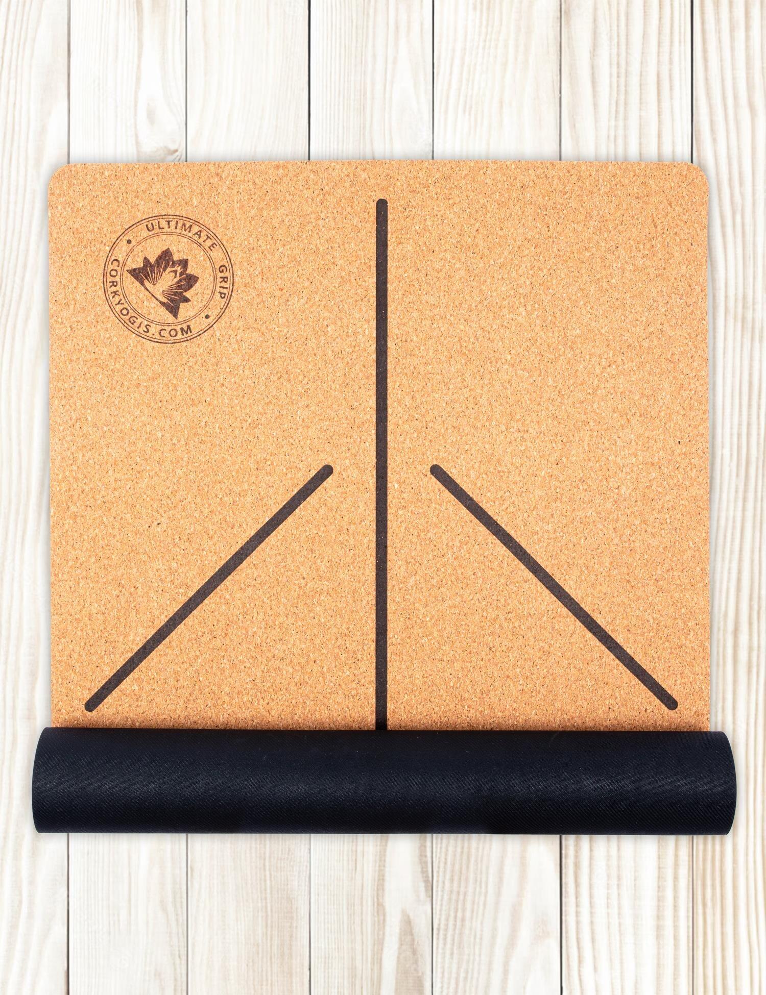 premium cork yoga mat with alignment lines
