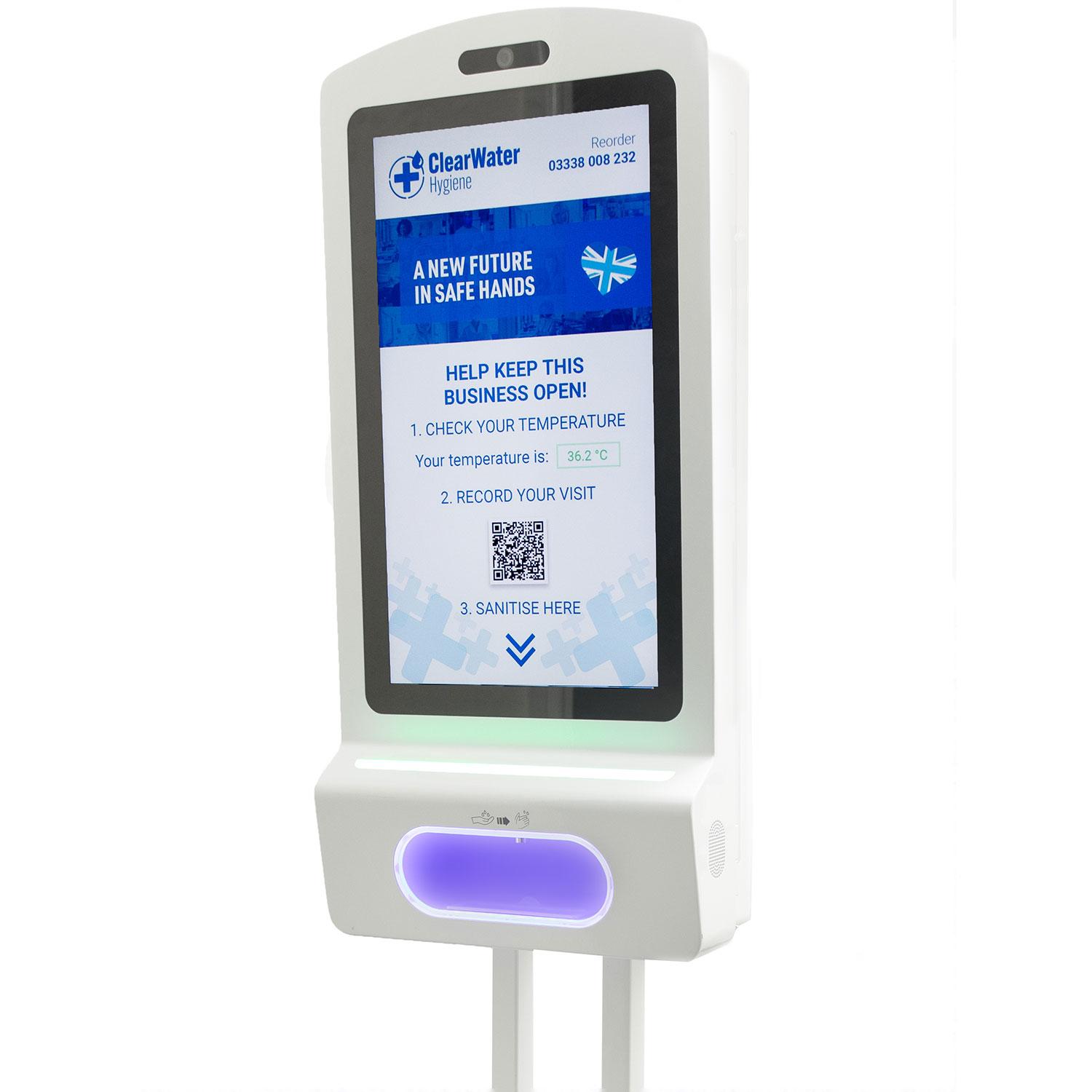Advanced smart hand sanitiser dispenser, temperature checks