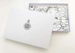 A6 notecards with map