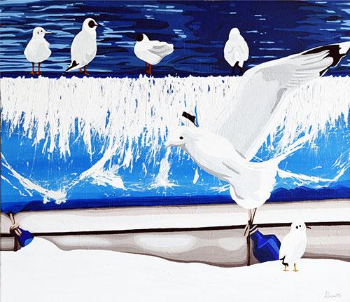 Seagulls painting print