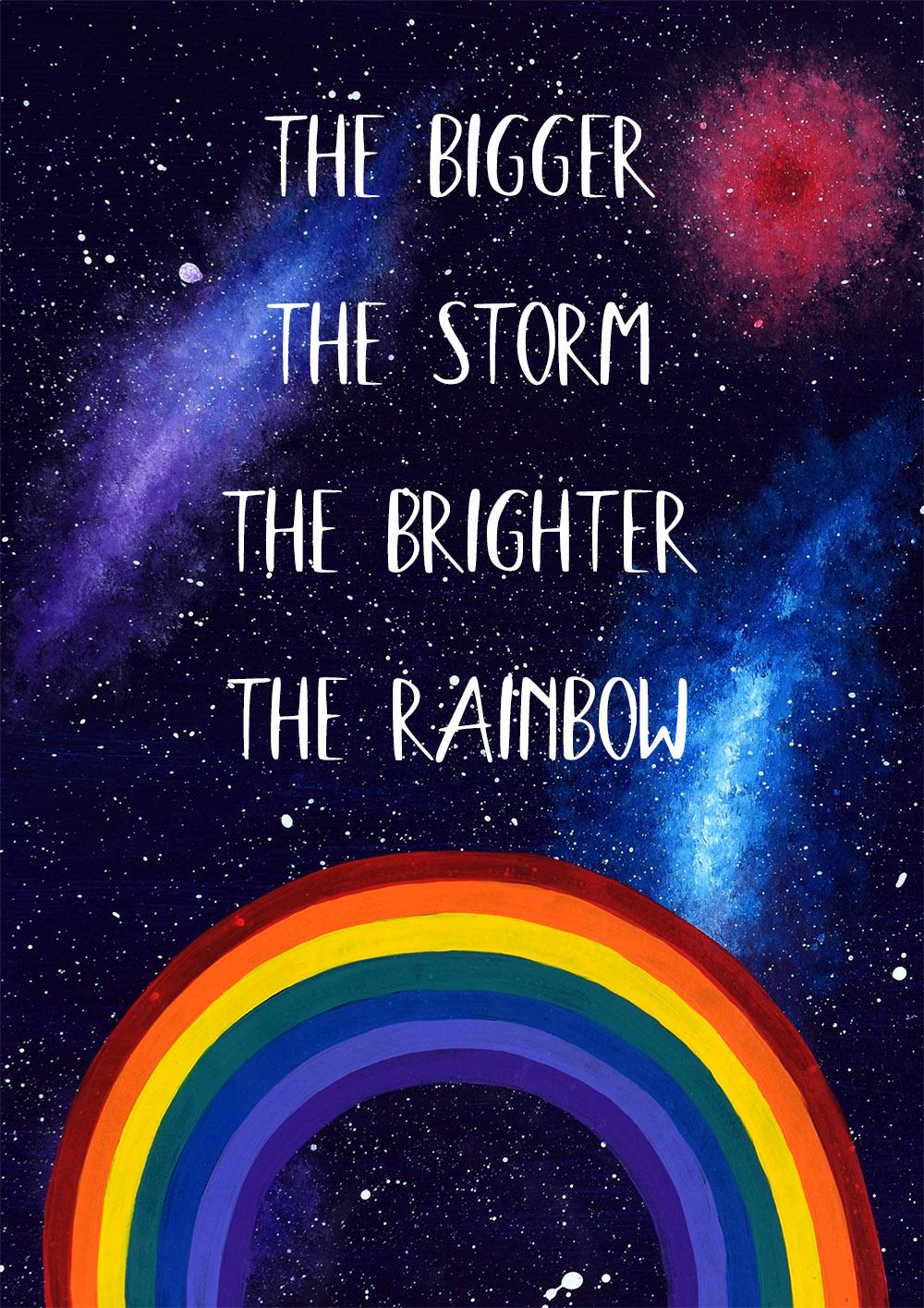Rainbow art print with inspirational quote