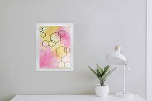 Pink hexagon art print