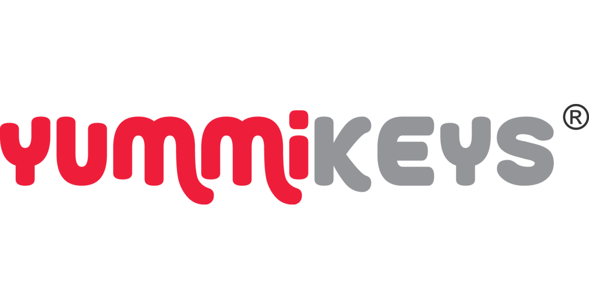 Yummikeys logo in red and grey