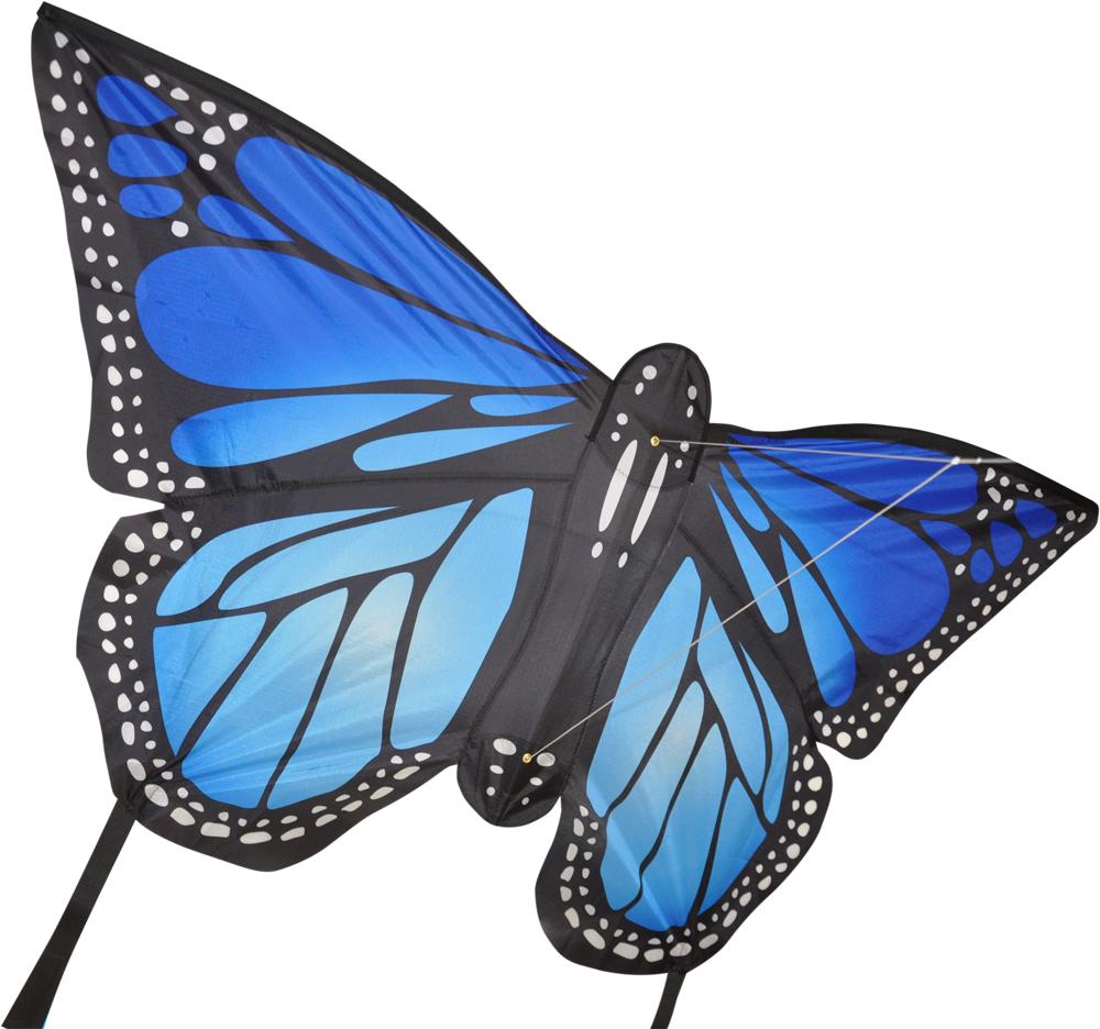Blue butterfly-shaped children's single-line kite.
