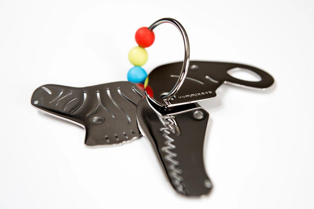 Stainless steel key-shaped teether.