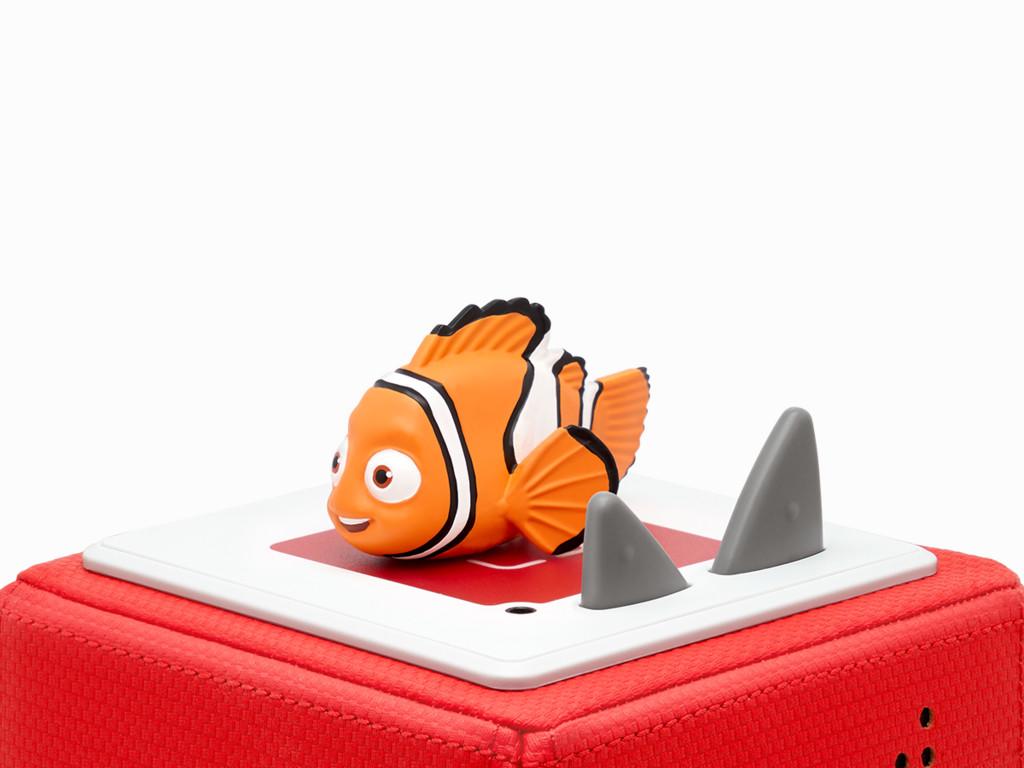 Nemo figure attached to the top of a red Toniebox.