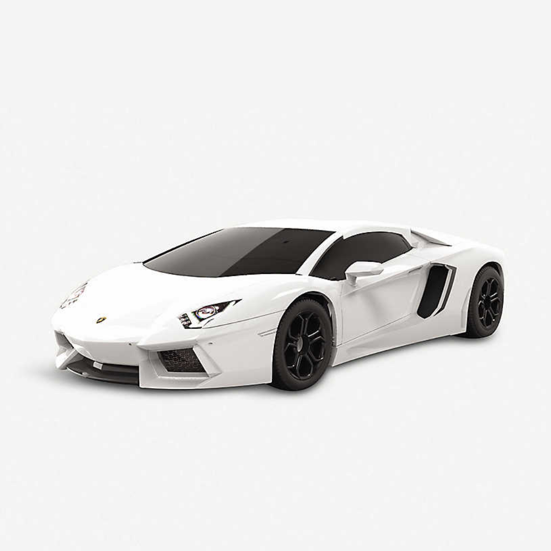 White Lamborghini model car by Airfix.