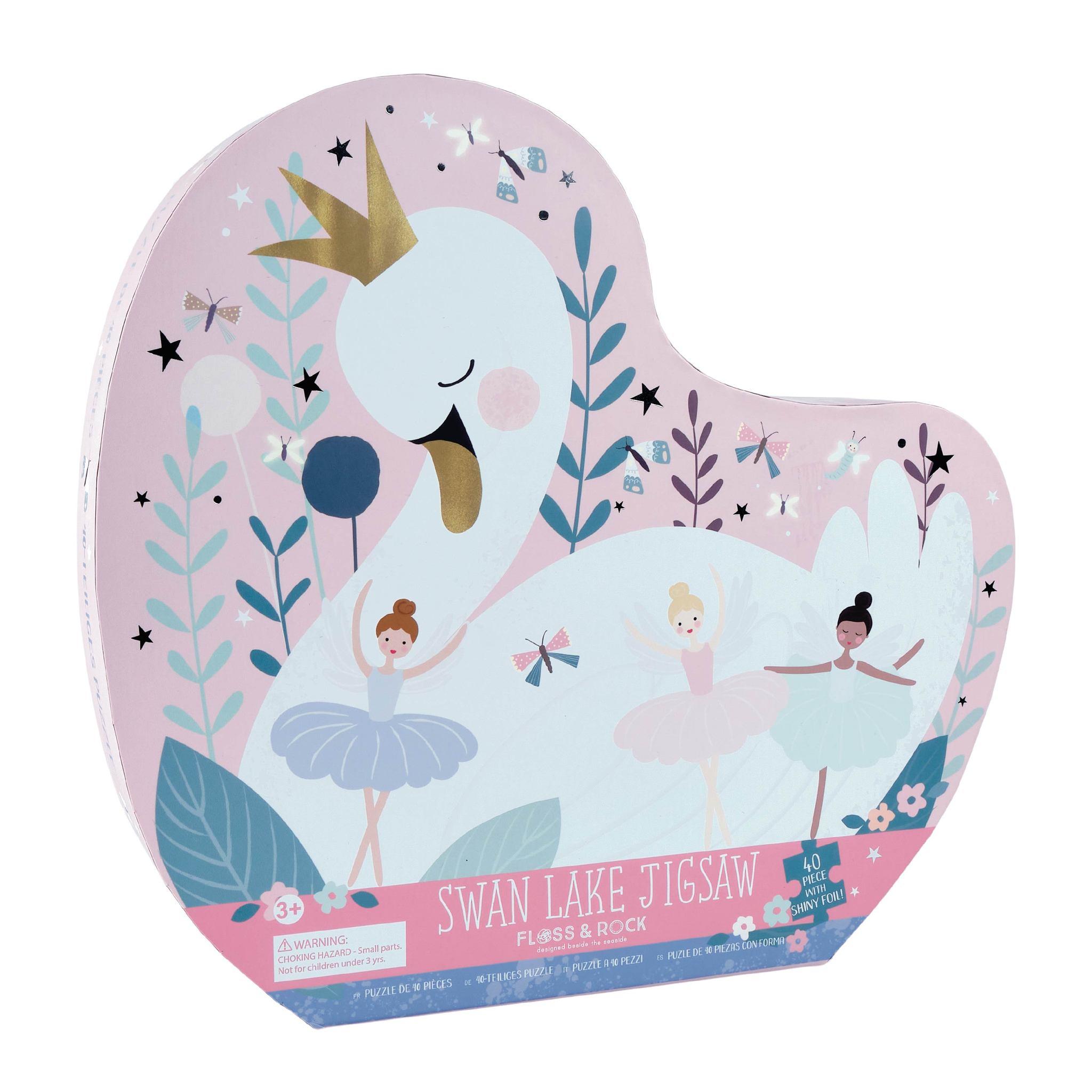 Swan-shaped box for a magical swan and fairy scene jigsaw.